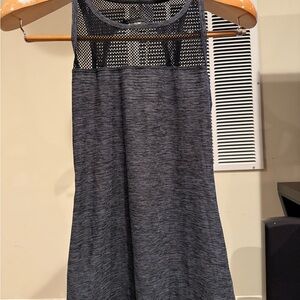 Gray Sleeveless Mesh Top